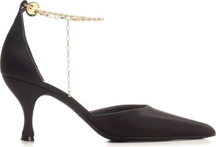 Slingback With Golden Strap Pumps Black