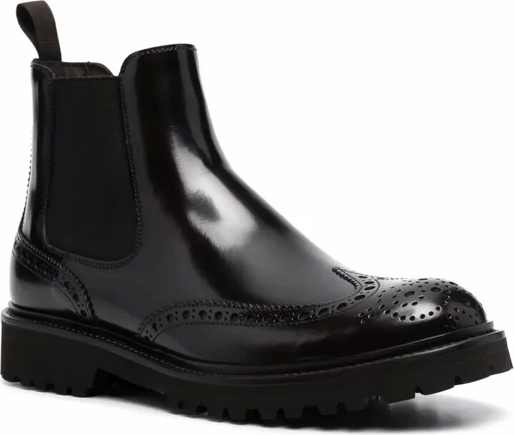 Slip-On Leather Brogue Boots - Image 2