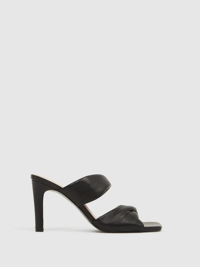 Slip on Leather Sandal Heels