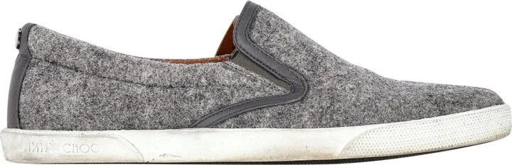 Slip-On Loafers in Grey Wool
