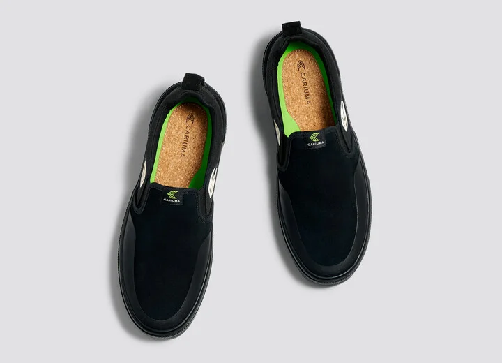 SLIP-ON PRO All Black Suede and Canvas Ivory Logo Sneaker Men - Image 7