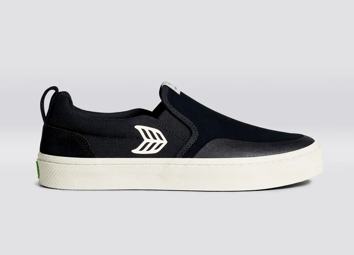 SLIP-ON PRO Black Suede and Canvas Ivory Logo Sneaker Men - Image 3