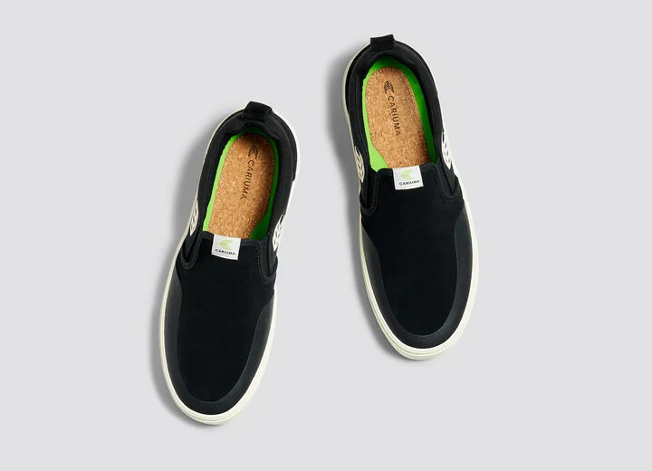 SLIP-ON PRO Black Suede and Canvas Ivory Logo Sneaker Men - Image 7