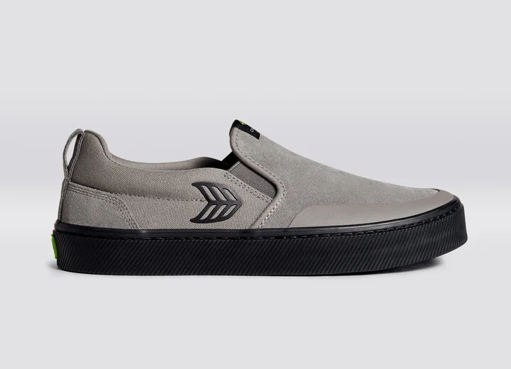 SLIP-ON PRO Charcoal Grey Suede and Canvas Black Logo Sneaker Women - Image 3