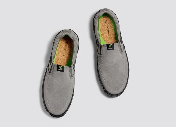 SLIP-ON PRO Charcoal Grey Suede and Canvas Black Logo Sneaker Women - Image 7