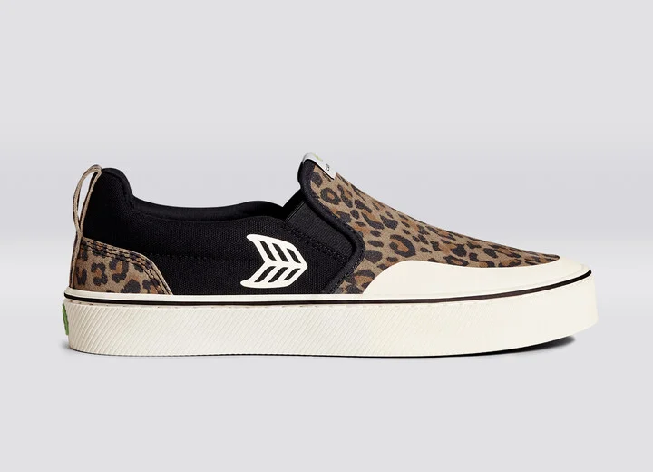 SLIP-ON PRO Leopard Print Suede Black Canvas Ivory Logo Sneaker Men - Image 3