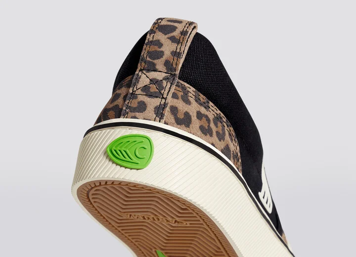 SLIP-ON PRO Leopard Print Suede Black Canvas Ivory Logo Sneaker Men - Image 6