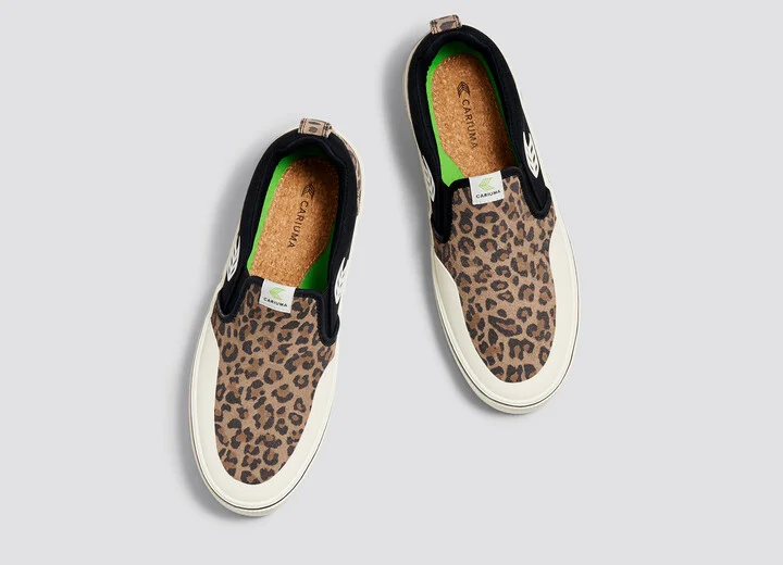 SLIP-ON PRO Leopard Print Suede Black Canvas Ivory Logo Sneaker Men - Image 7