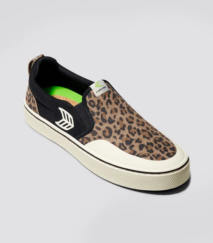 SLIP-ON PRO Leopard Print Suede Black Canvas Ivory Logo Sneaker Men - Image 10