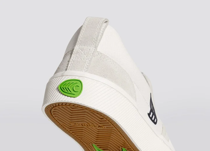 SLIP-ON PRO Off-White Canvas Vintage White Suede Black Logo Sneaker Men - Image 6