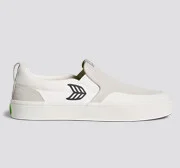 SLIP-ON PRO Off-White Canvas Vintage White Suede Black Logo Sneaker Men - Image 9