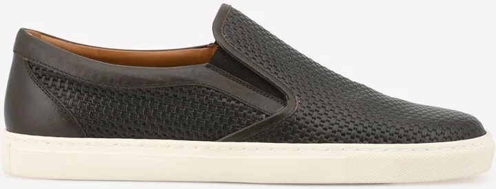 Slip-On Sneakers in Woven Leather