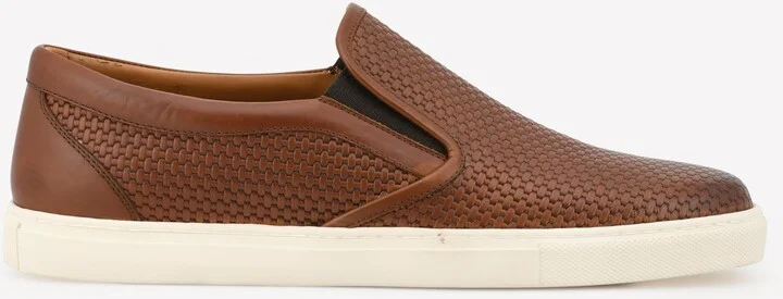 Slip-On Sneakers in Woven Leather