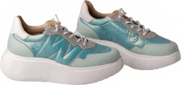 Slip On Sporty-Chic Style Sneakers In Wild Aqua/nessa Ciel