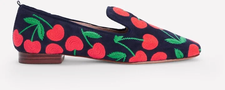 Slipper Cut Loafer, Navy Cherries