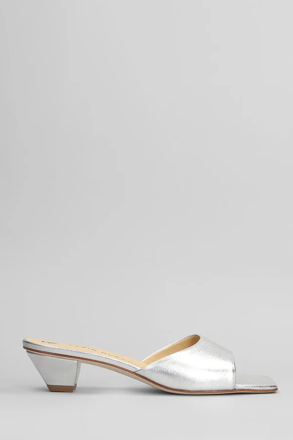 Slipper-mule In Silver Leather