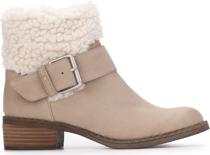 Slit Faux Shearling Moto Bootie - Image 3