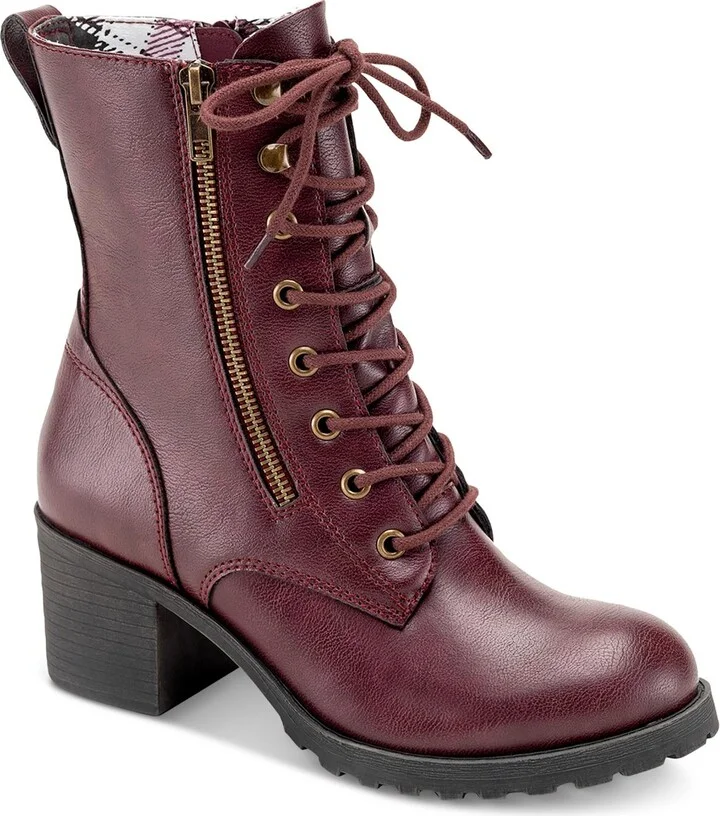 Sloanie Womens Faux Leather Lace-Up Booties