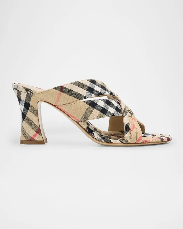 Sloanne Woven Linen Block-Heel Sandals