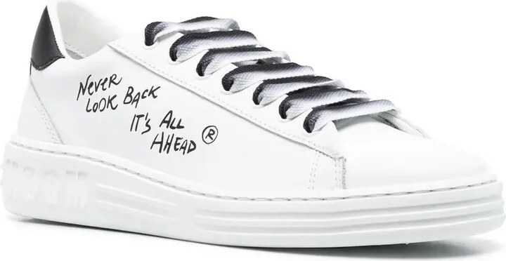 Slogan-Print Leather Sneakers - Image 2