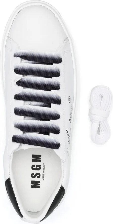 Slogan-Print Leather Sneakers - Image 4