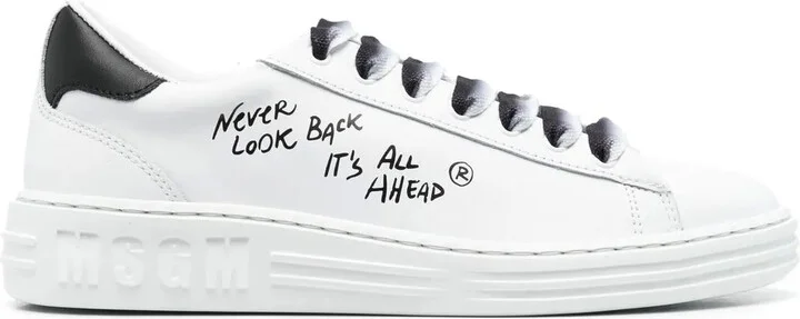 Slogan-Print Leather Sneakers
