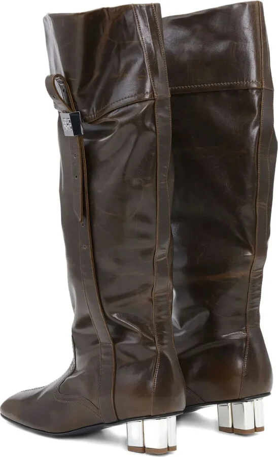 Slouched Knee-High Leather Boots - Image 2