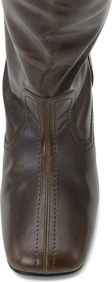 Slouched Knee-High Leather Boots - Image 4