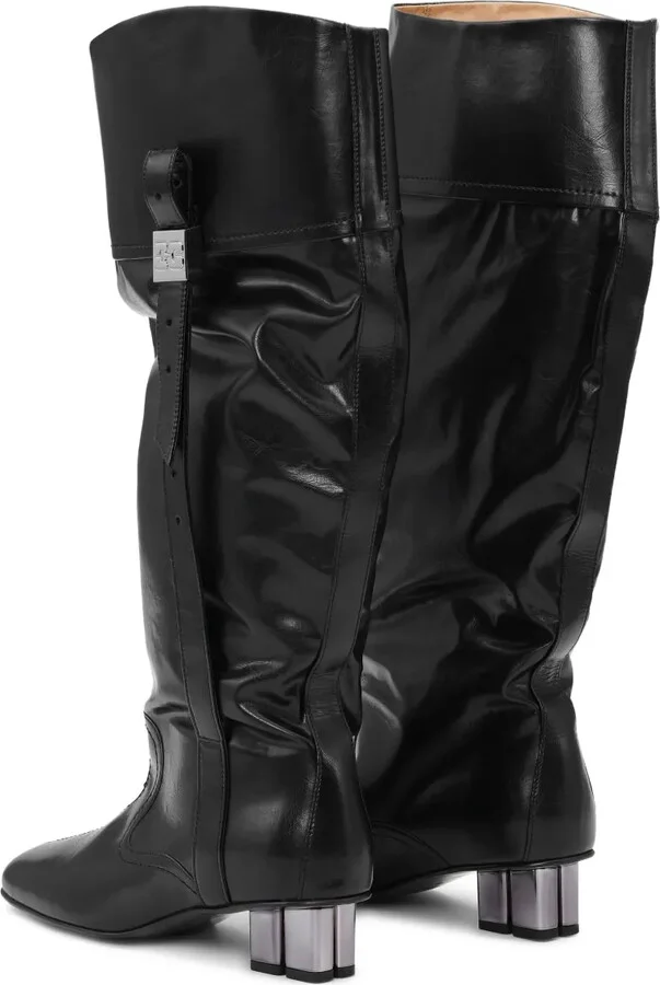 Slouchy Knee-High Leather Boots - Image 2