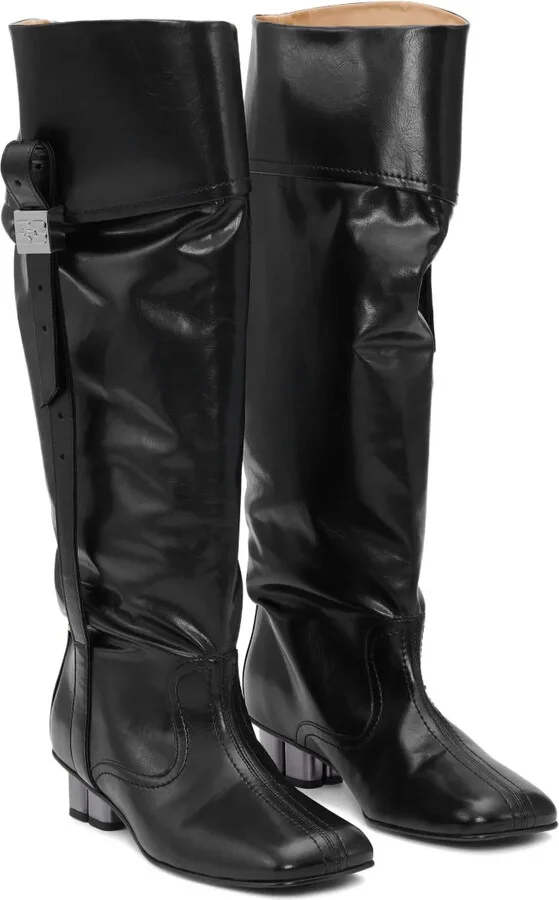Slouchy Knee-High Leather Boots - Image 4