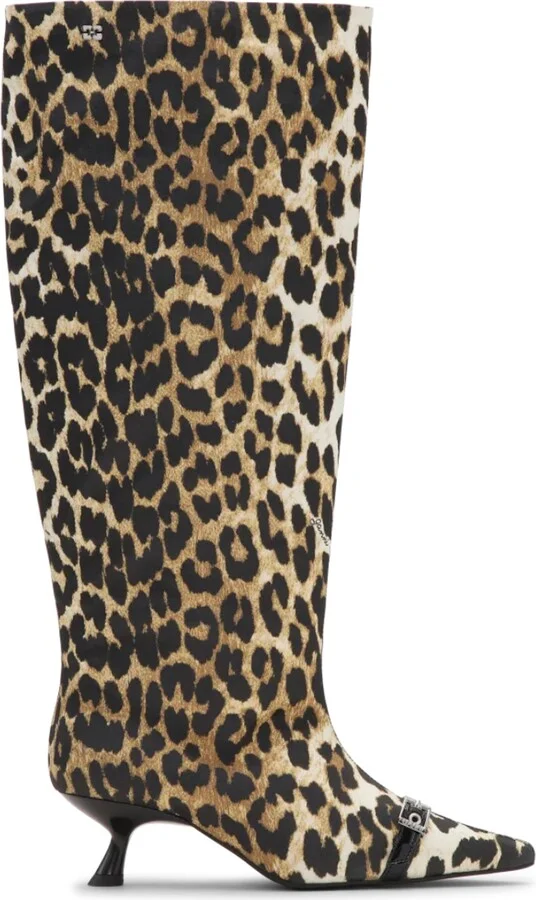 Slouchy Pointed Toe Kitten Heel Knee High Boot - Image 3