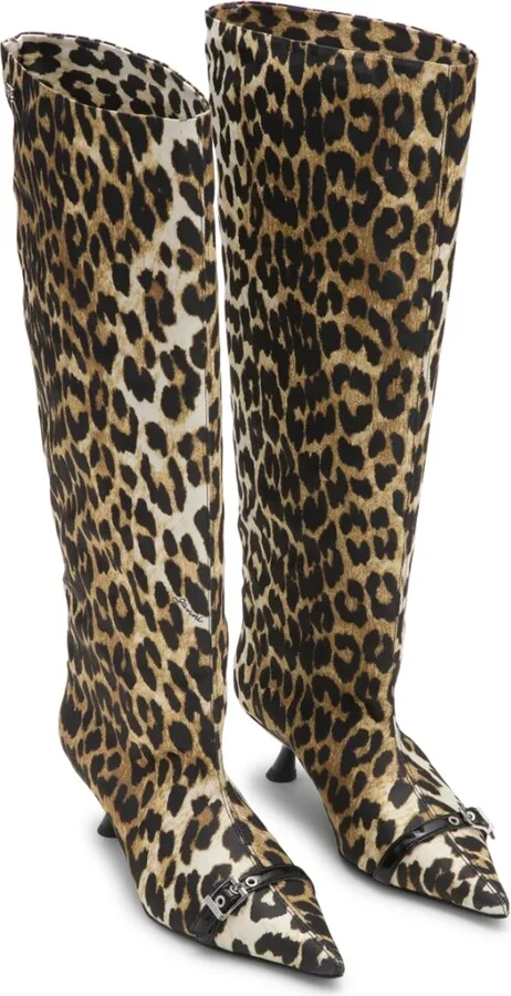 Slouchy Pointed Toe Kitten Heel Knee High Boot