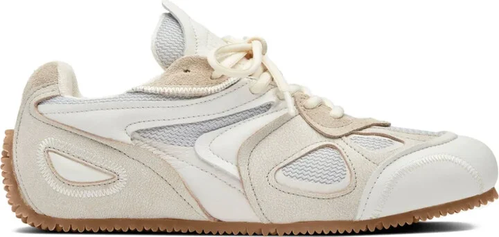 Slow leather mesh-panel sneakers