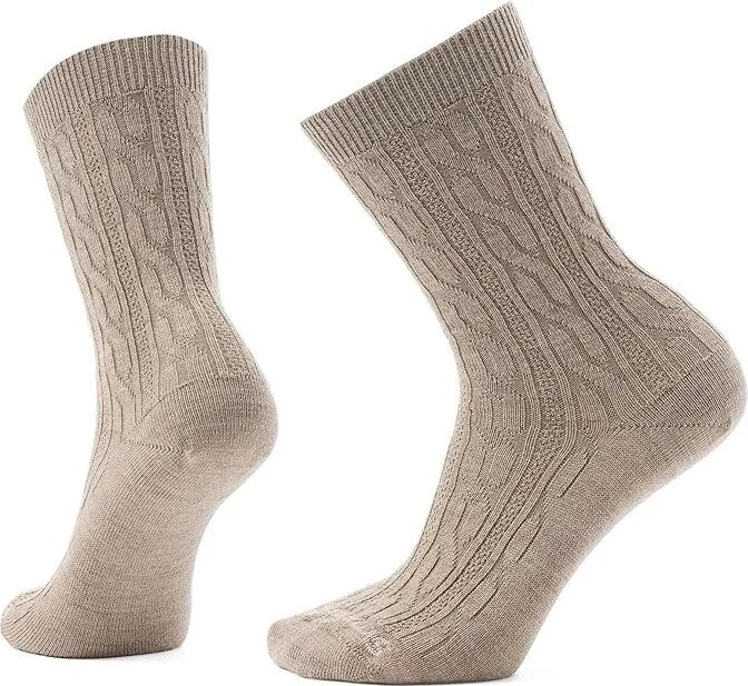 Smartwool Everyday Cable Crew Socks Knee High Socks Shoes Fossil : LG (US Men's Shoe 9-11.5 - Women's Shoe 10-12.5), Merino/Nylon/Wool