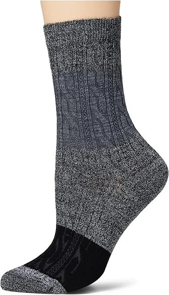 Smartwool Everyday Color-Block Cable Crew Socks Women's No Show Socks Shoes Charcoal : SM (Women's Shoe 4-6.5), Wool/Nylon