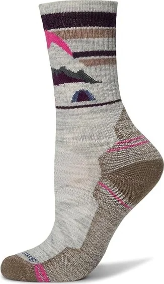 Smartwool Hike Light Cushion Mountain Moon Crew Women's No Show Socks Shoes Ash : MD (Women's Shoe 7-9.5), Merino/Nylon