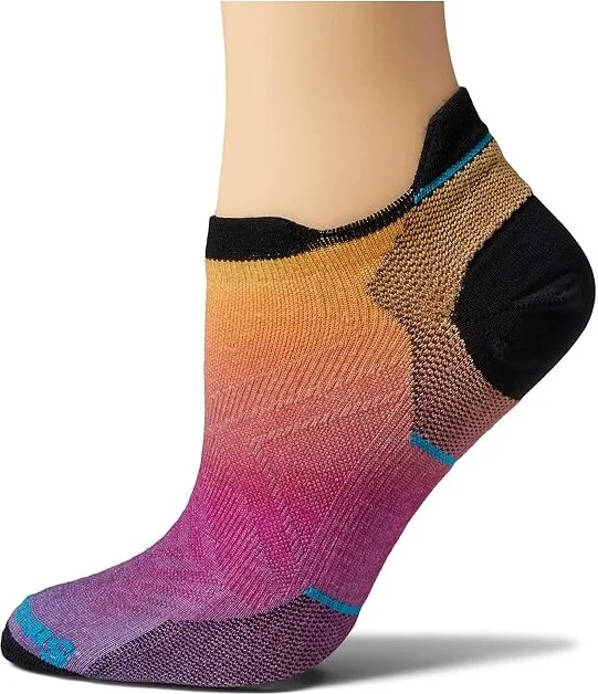 Smartwool Run Zero Cushion Ombre Print Low Ankle Women's Low Cut Socks Shoes Tandoori Orange : SM (Women's Shoe 4-6.5), Merino/Mesh/Nylon