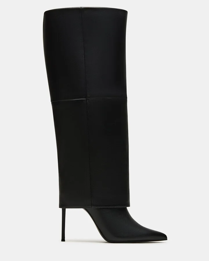 Smith Black Leather Wide Calf