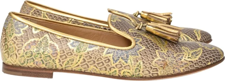 Smoking Slippers in Multicolor Printed Leather