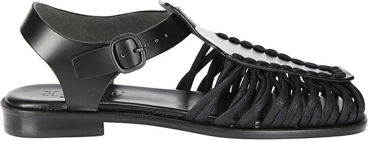 Smooth Grain Leather Cage Design Sandals
