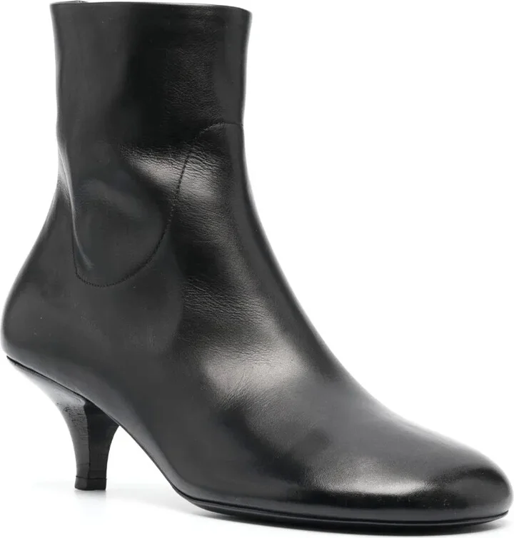 Smooth Grain Round-Toe Leather Boots - Image 2