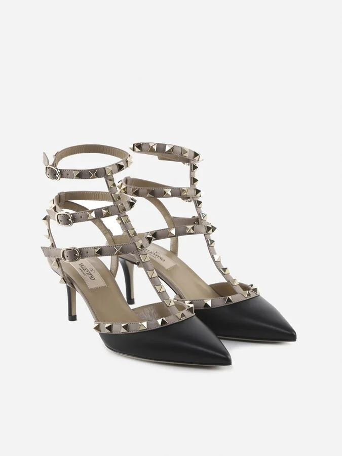 Smooth Leather Rockstud Slingback - Image 3