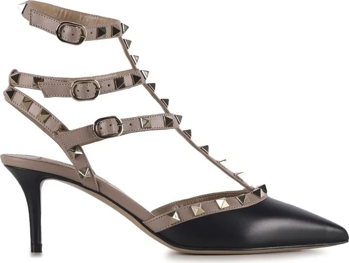 Smooth Leather Rockstud Slingback