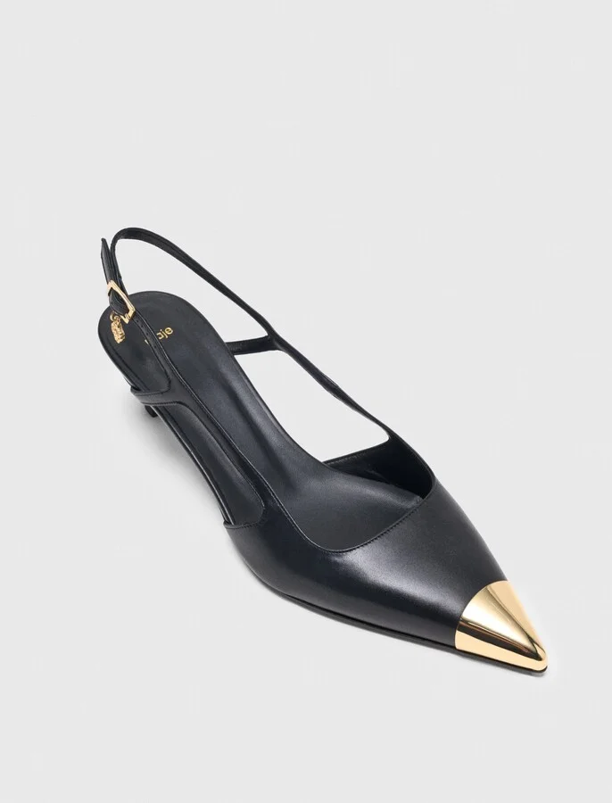 Smooth leather slingback pumps - Image 2