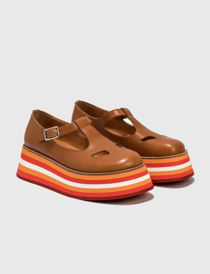 Smooth Leather T-bar Shoes - Image 4