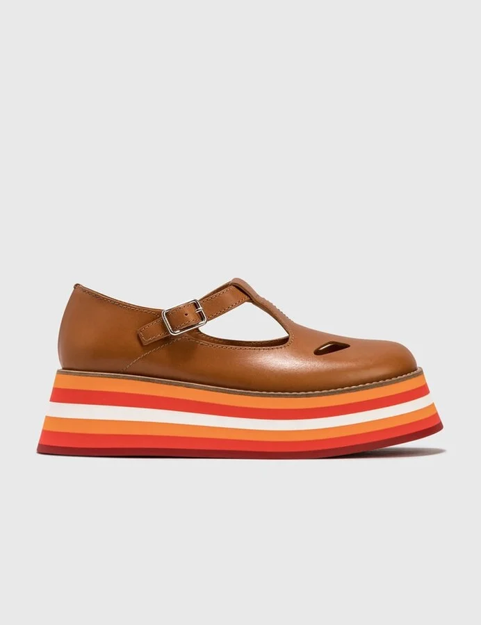 Smooth Leather T-bar Shoes