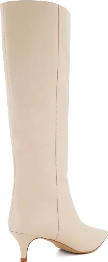 Smooth Pointed Toe Knee High Kitten Heel Boot - Image 3