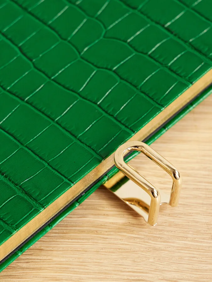 Smythson - Soho Mara 2025 Croc-effect Leather Diary With Slide - Green - Image 3