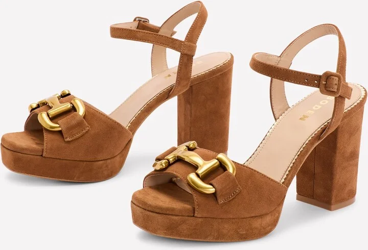 Snaffle Trim Platform Sandal, Tan - Image 2