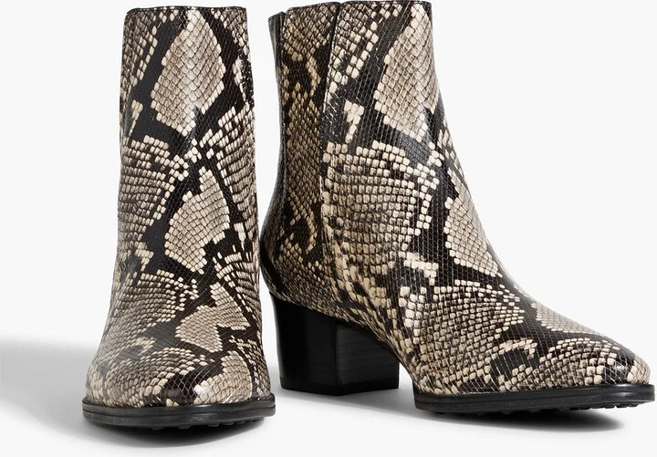 Snake-effect leather ankle boots - Image 2